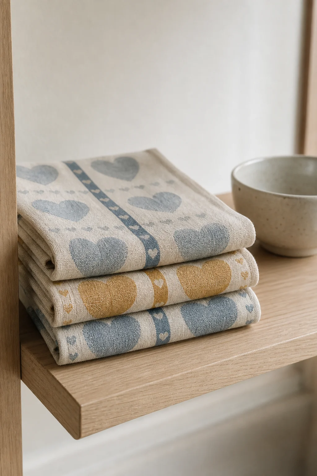 Folded Scandinavian linen tea towels