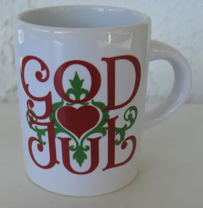 Ceramic "God Jul" glögg cup 2.5" diameter x 2"