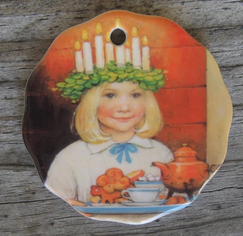Ceramic "Lucia" ornament 3"   2 left