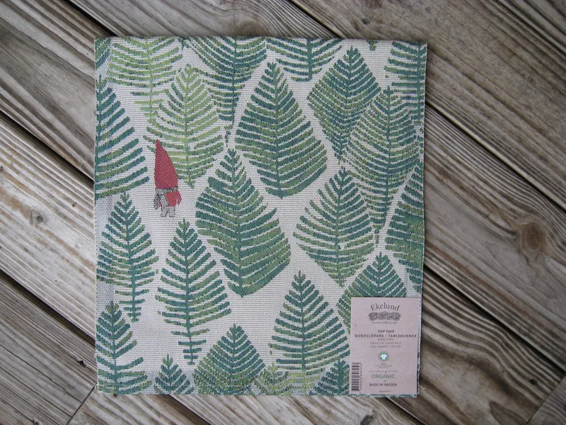 100% organic cotton "Tipp Tap" Christmas runner 14" x 55" Made in Sweden by Ekelund