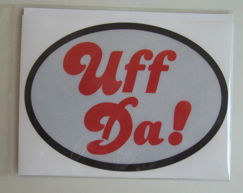 Oval "Uff Da" reflective decal 3.5" x 4.75"