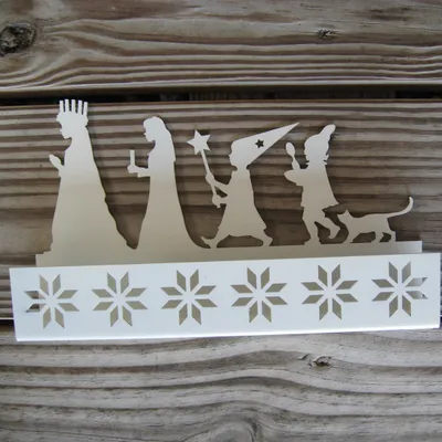 White metal Lucia Procession candle holder for tea lites Made in Sweden 91/2" x 6"