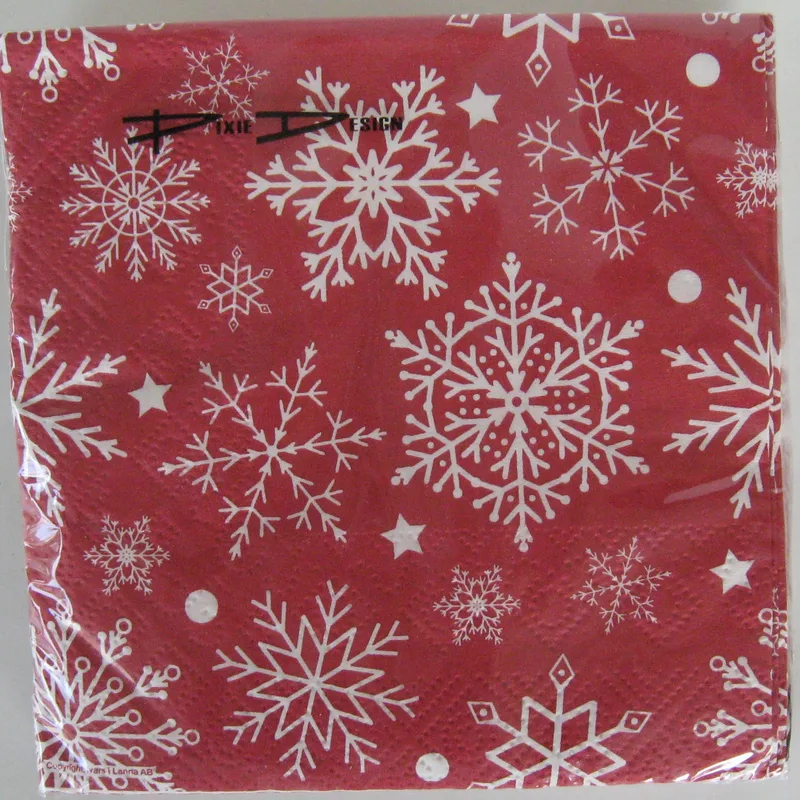 Christmas beverage napkins  "snowflakes" 3 ply 20/pkg  5" x 5"  2 left