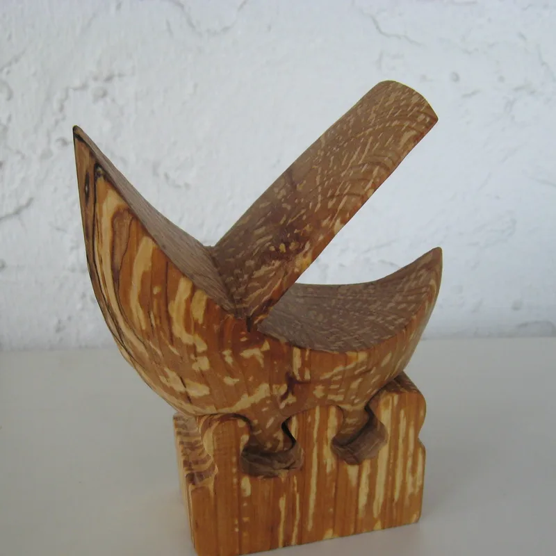 Boat sculpture/puzzle by Gunnar Kanevad, Gamla Linköping, Sweden   6" x 4"