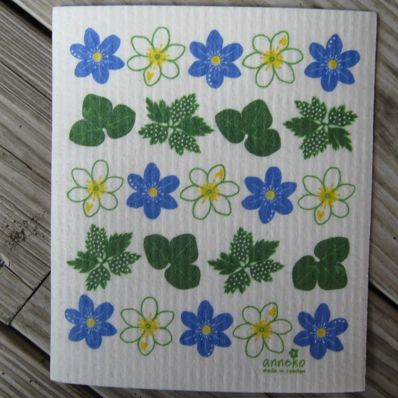 Swedish screen printed dish washing sponge/ dishcloth "Sippor"  73/4" x 63/4"  Anneko of Sweden  NEW