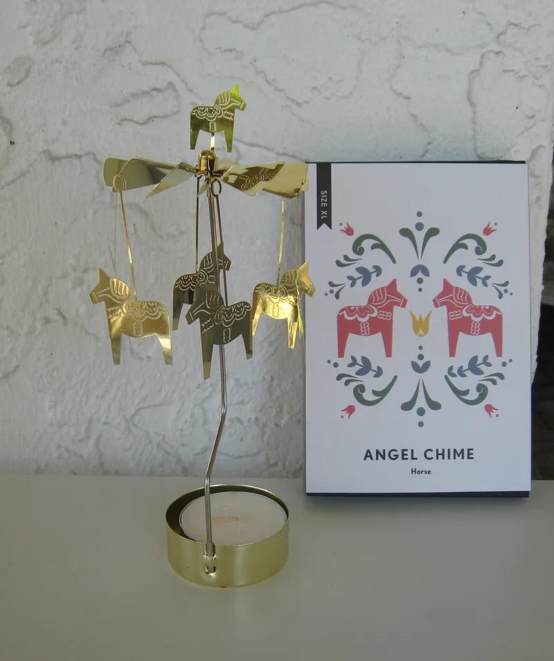 Angel chimes style candle holder "Large Dala Horse" 9.5" Pluto of Sweden