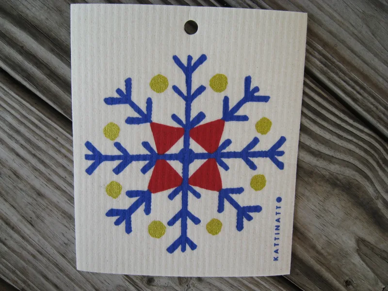 Swedish screen printed dish washing sponge/dish cloth " sparkling star"  Kattintt of Sweden  NEW   4 left
