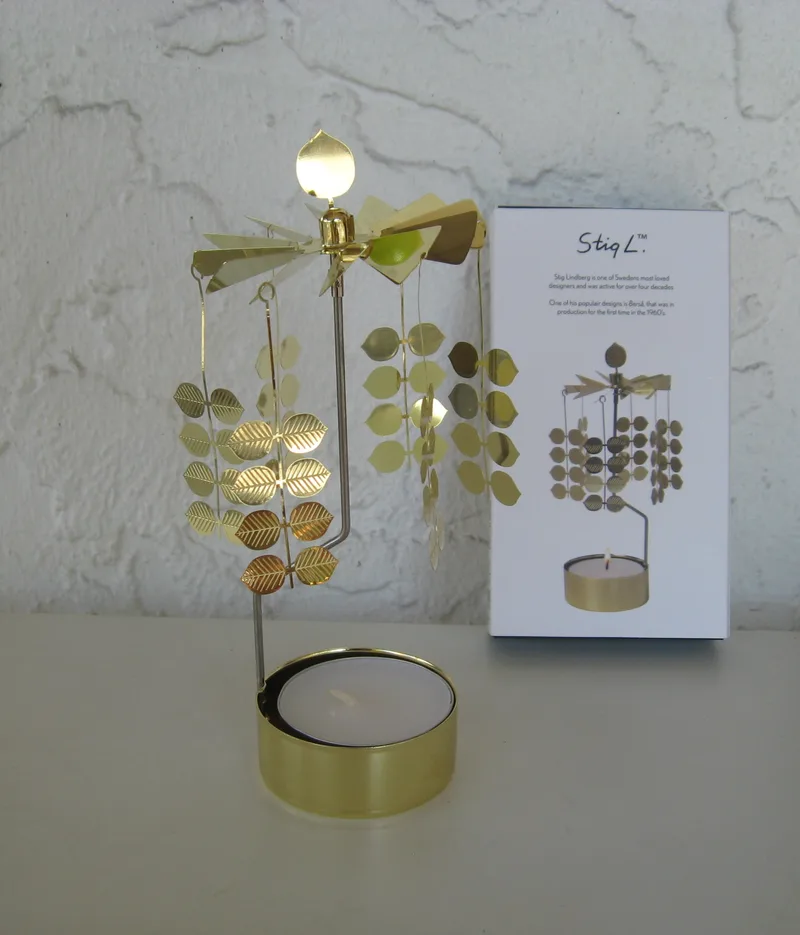 Angel chimes style candle holder "Leaves" 7.5"  Pluto of Sweden