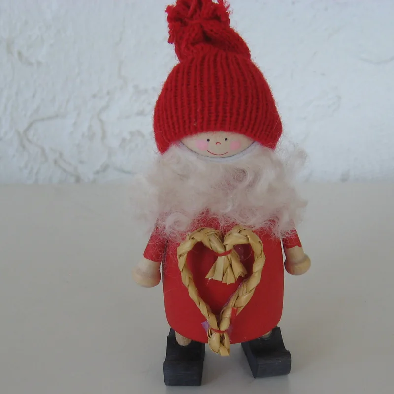 Tomte w/straw heart  5"  Made in Sweden  2 left
