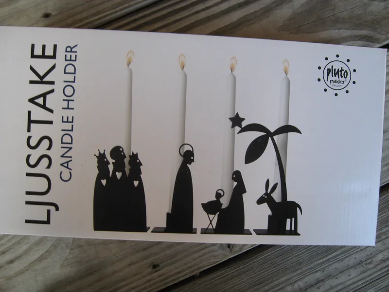black metal creche candle holder in 4 parts Pluto of Sweden  12"x7"