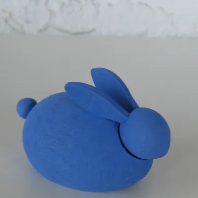 Light blue bunny 3"x 2", wood, Made in Sweden