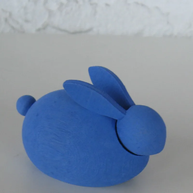 Light blue bunny  3"x 2", wood, Made in Sweden