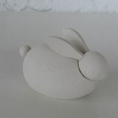 white bunny 3"x 2", wood, Made in Sweden