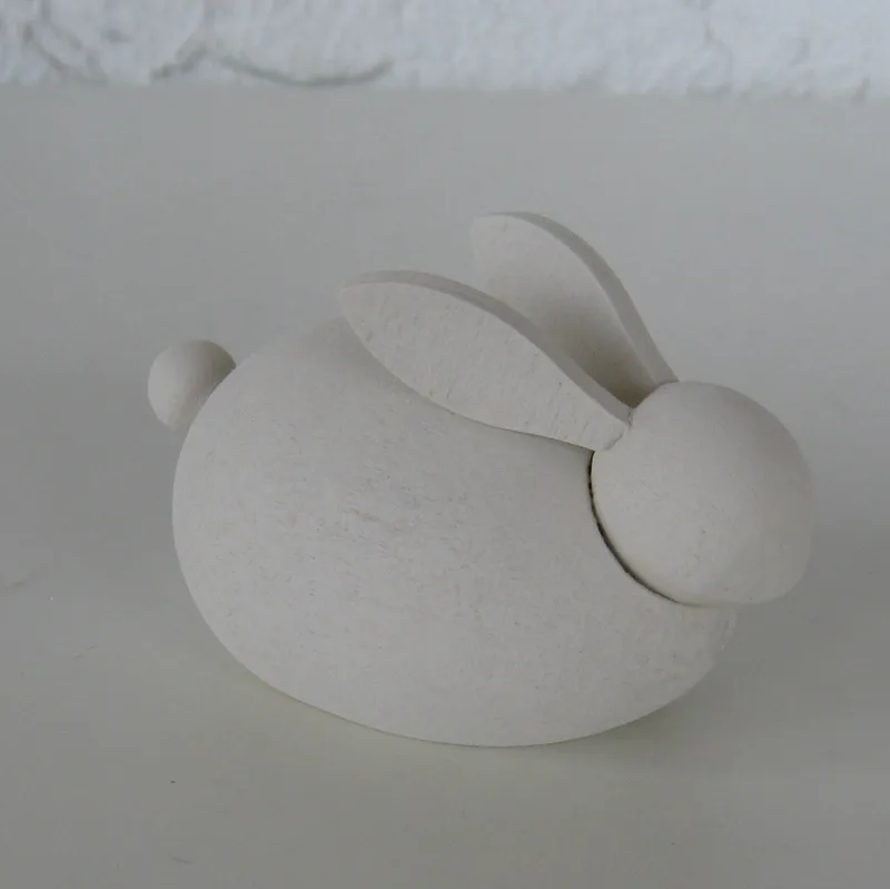 white bunny  3"x 2", wood, Made in Sweden
