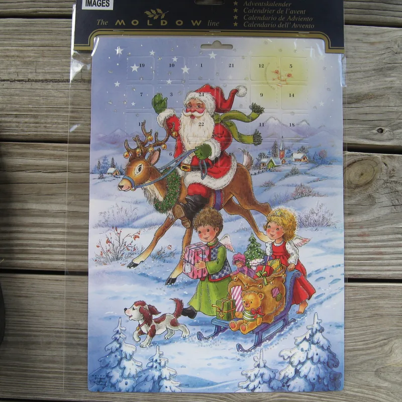 Christmas advent calendar "Santa on reindeer" 15" x 12"  3 left
