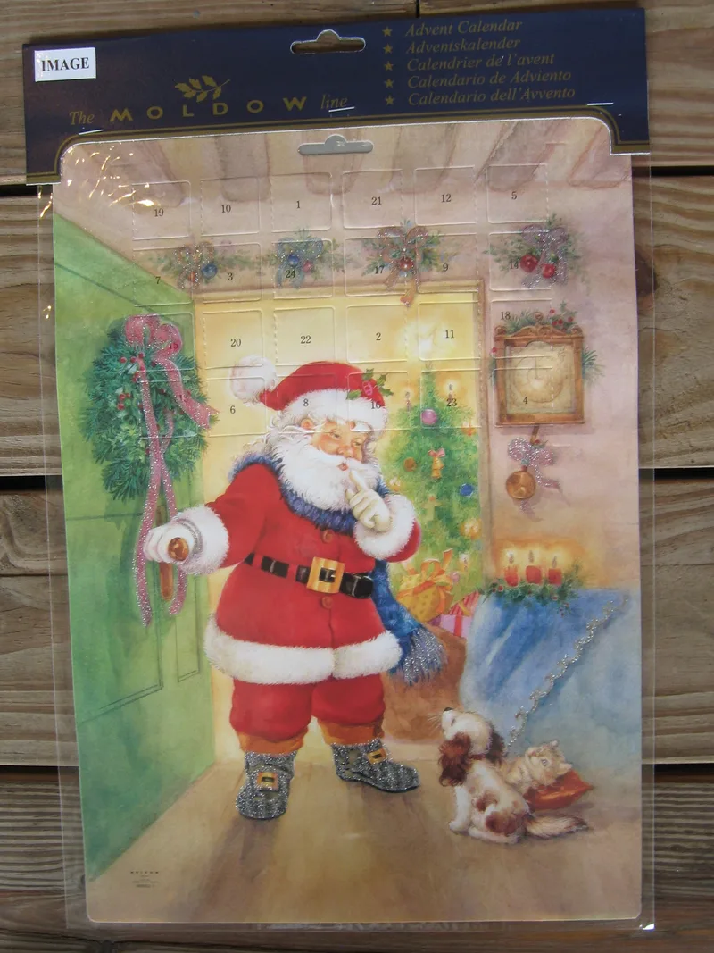 Christmas advent calendar 11"x15" Santa & dog  1 left