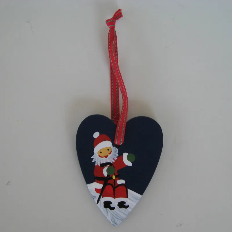 Heart ornament w/tomte Made in Sweden 3"