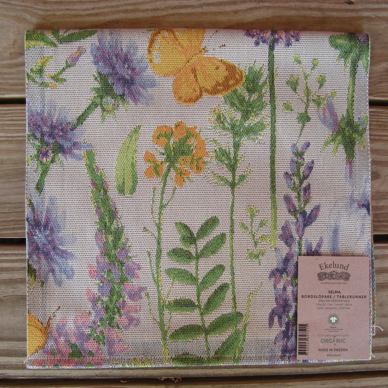 100% Organic Cotton runner "Selma" Made in Sweden by Ekelund 14" x 47"