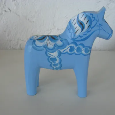 Baby Blue Dala Horse 5"