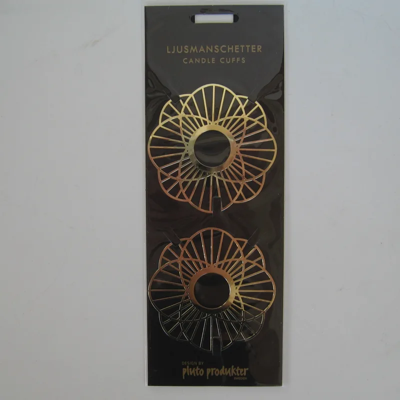 Gold "candle cuffs"  (bobeches) 3" diameter Pluto of Sweden (2)