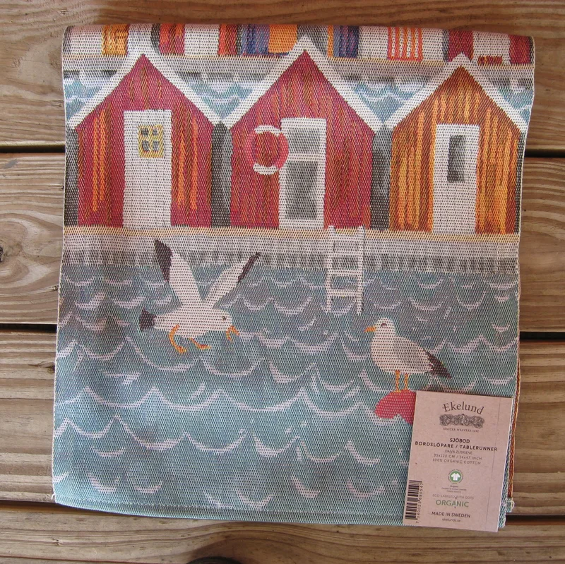 100% Organic Cotton runner "Sjöbod" Made in Sweden by Ekelund 14" x 47"