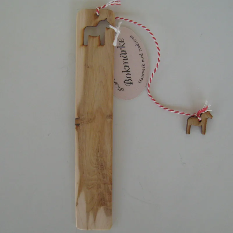 Bookmark made of juniper wood, 6.5" long, Dalahorse design