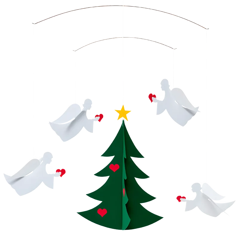 "Christmas Tree with 4 Angels"  mobile   Flensted of Denmark   15" x 17"