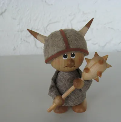 Viking boy 3.5" tall wood/cloth Made in Sweden 1 left