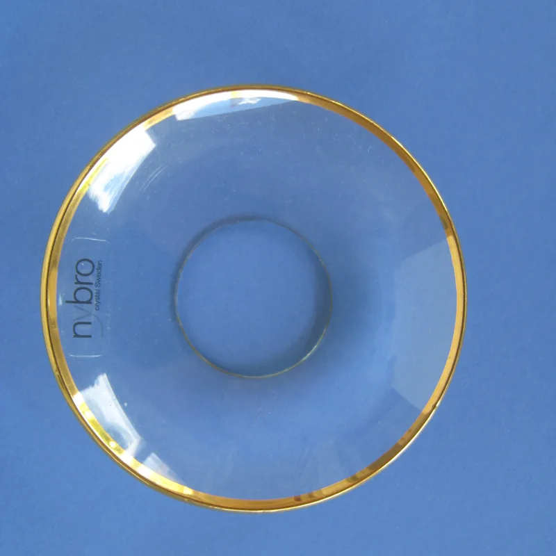 Bobeche: gold rimmed clear crystal  2.5"  Made in Sweden