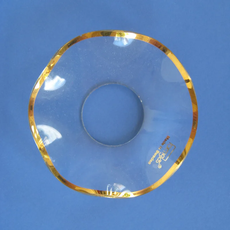 Bobeche: gold rimmed fluted crystal  2.5" Made in Sweden