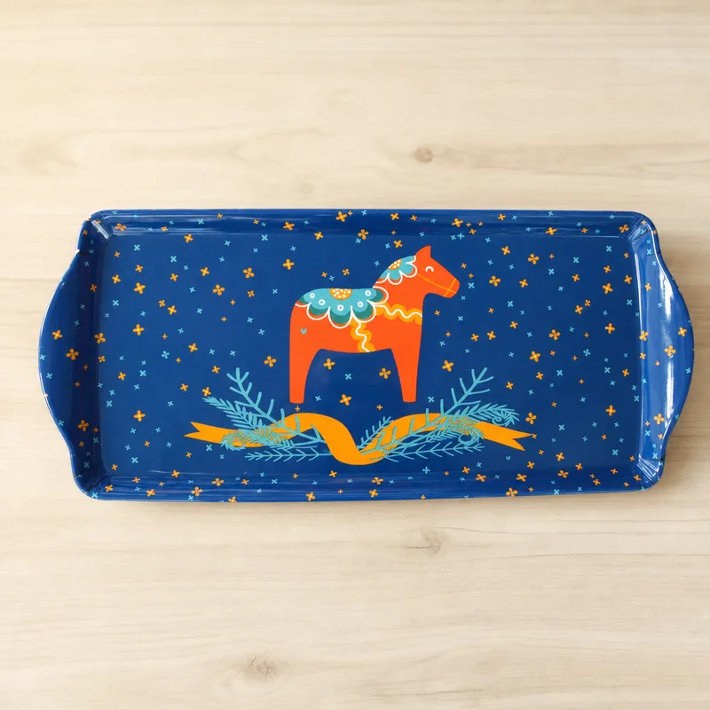Almond Cake Tray "Dala Horse" melamine 15" x 6.5"