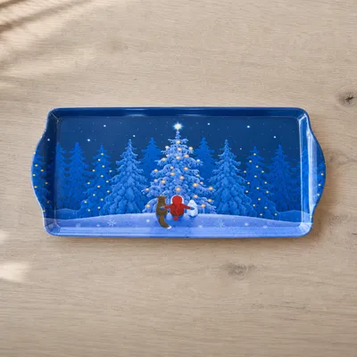 Almond Cake Tray "Christmas Scene" melamine 15" x 6.5"