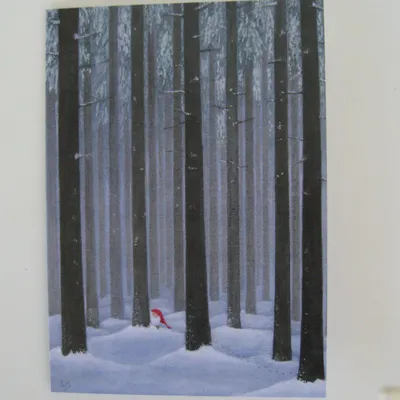 Box of 12 Christmas cards with envelopes "Tomte in Woods" Swedish text 7" x 5"