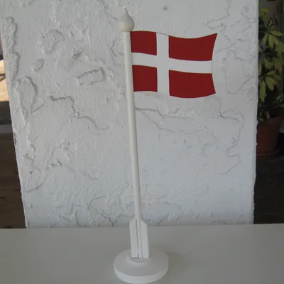 Handpainted wood Danish table flag