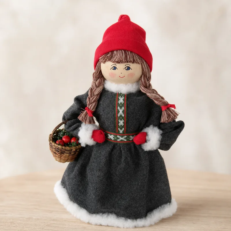 Grey lady tomte with basket  11"  Butticki of Sweden 1 left