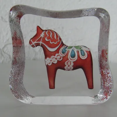 Mats Jonasson Dala Horse Crystal Ice Block 4" x 4"