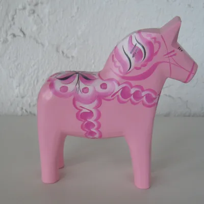 Baby Pink Dala Horse 5"