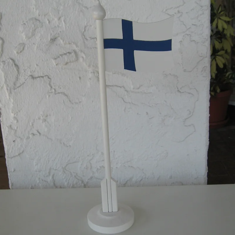 Handpainted wood Finnish table flag