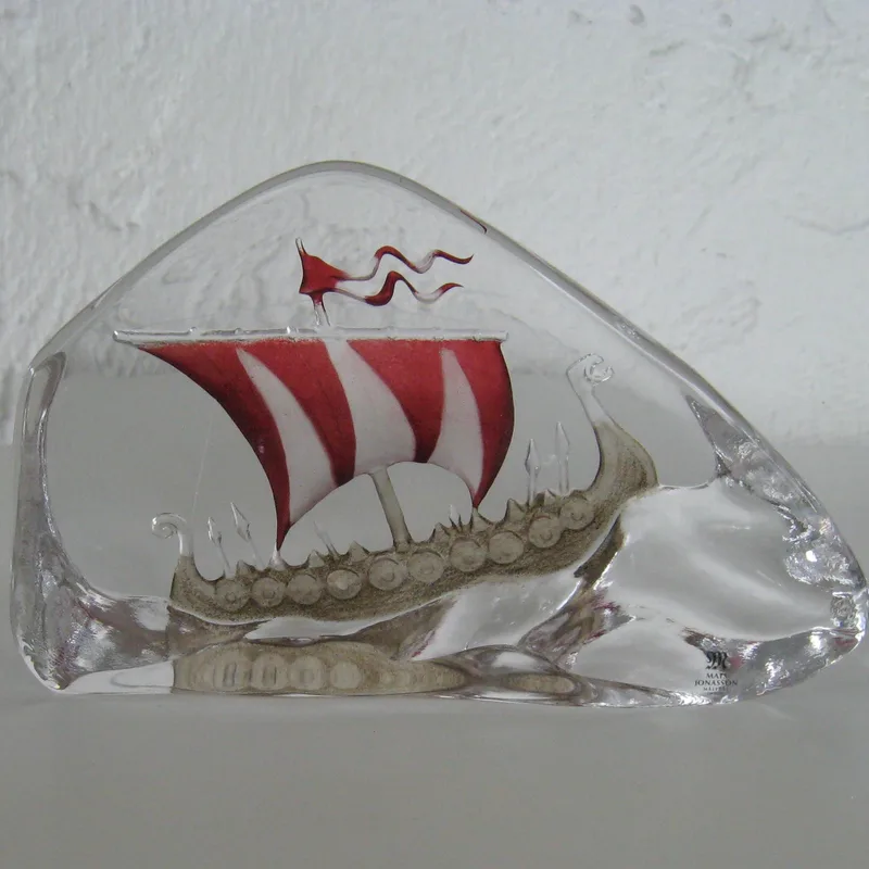 Mats Jonasson Viking Ship Crystal Ice Block