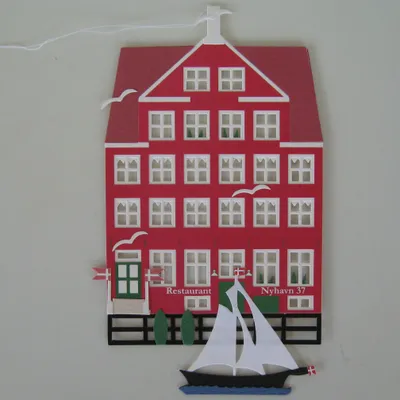 Papercut mobile "Nyhavn 37" 7" x 4.25" Made in Denmark by Oda Wiedbrecht 1 left