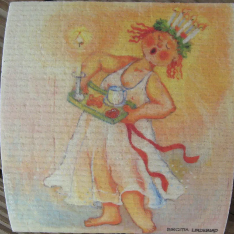 Swedish screen printed dishwashing sponge/ dish cloth "Lucia"