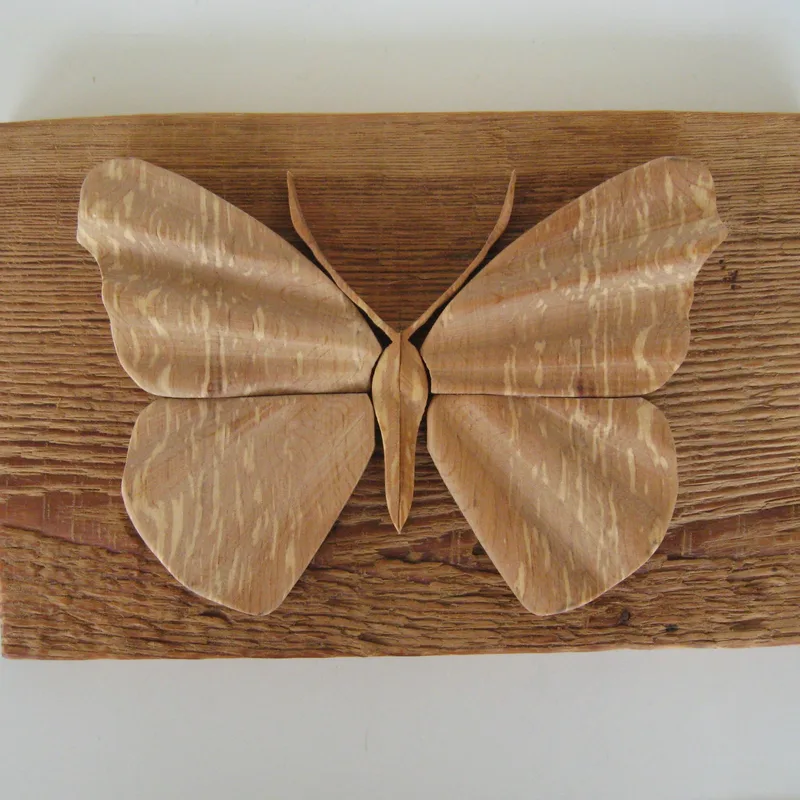 "Butterfly" by Gunnar Kanevad; world famous Swedish wood sculptor  9" x 8" distressed birch