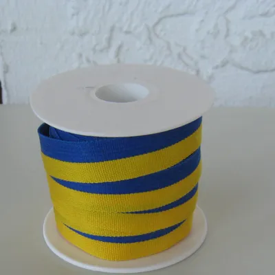 Blue and yellow ribbon sold by yard