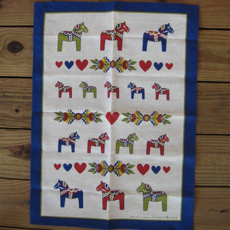 Dala Horse Tea towel  25" x 18" Linen/cotton