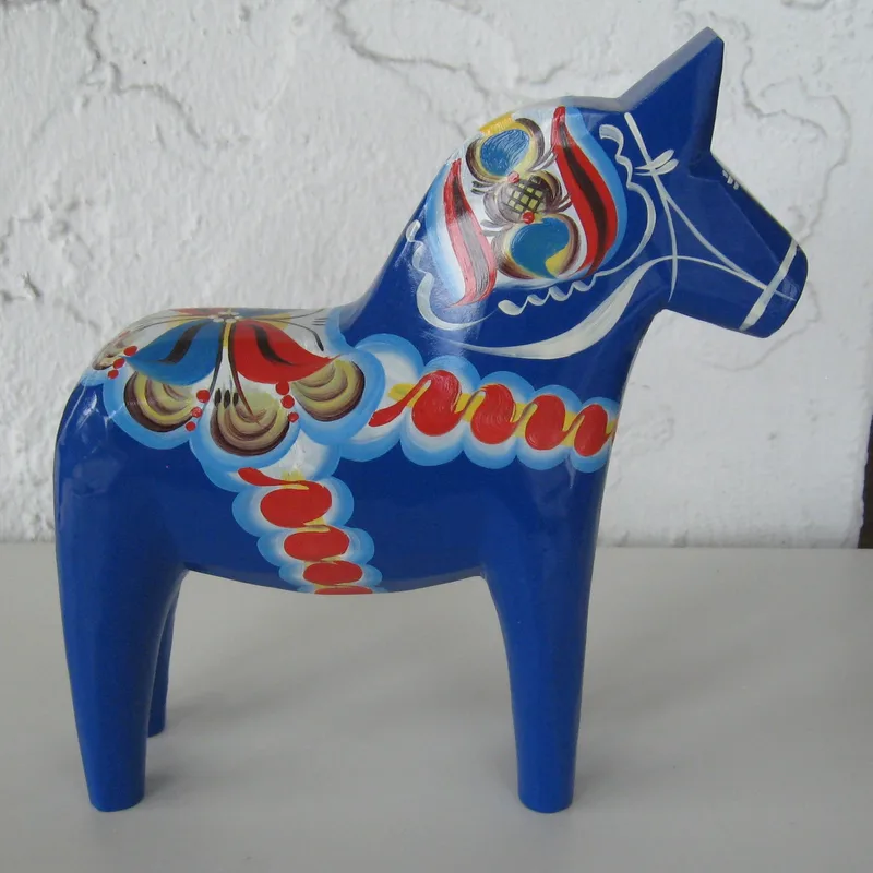 Blue Dala Horse 8"