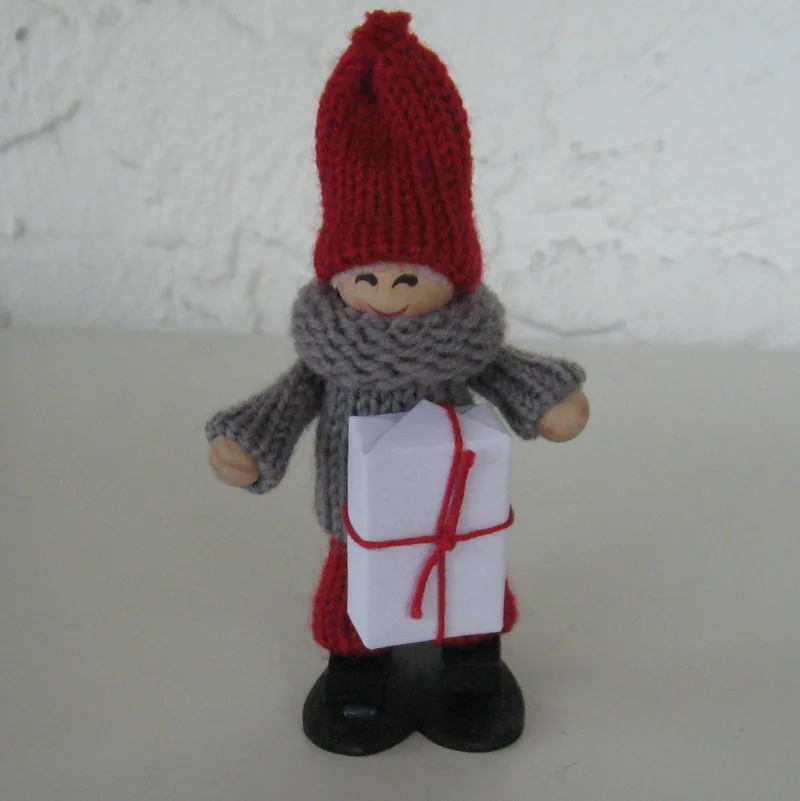 Tomte with present, 4" tall, Garnhuset of Sweden   2 left