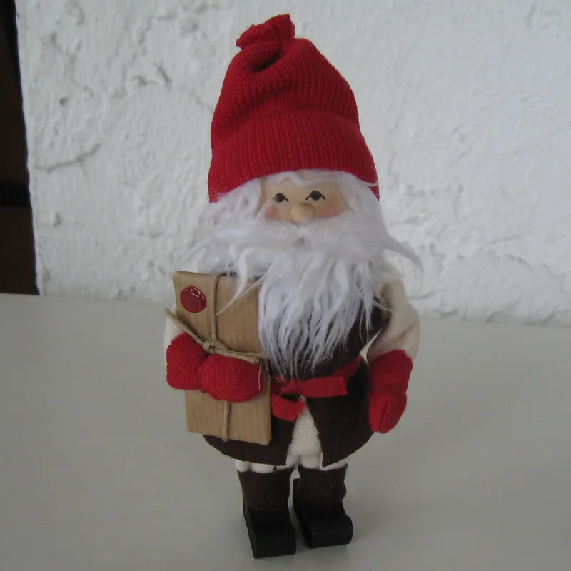 Small tomte with leather vest 6"  Butticki of Sweden