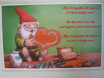 "Tomte song", vinyl Christmas placemat, 18" x 12"