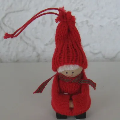 Christmas tree ornament boy in red clothes 3" Made in Sweden