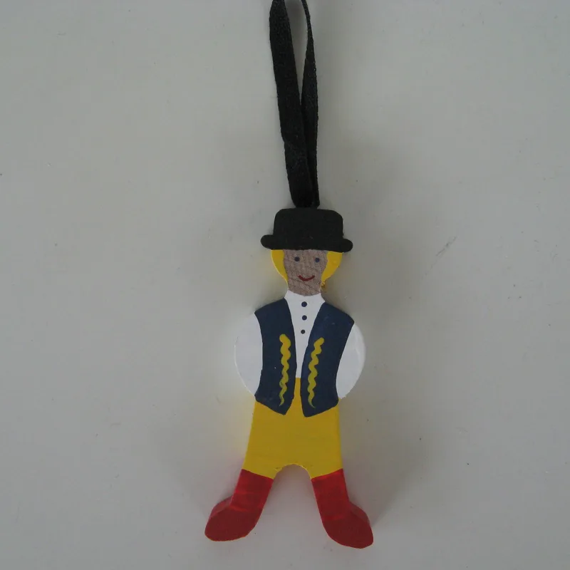 Folk dress ornament boy in Swedish folkdress 3"  Made in Sweden  wood